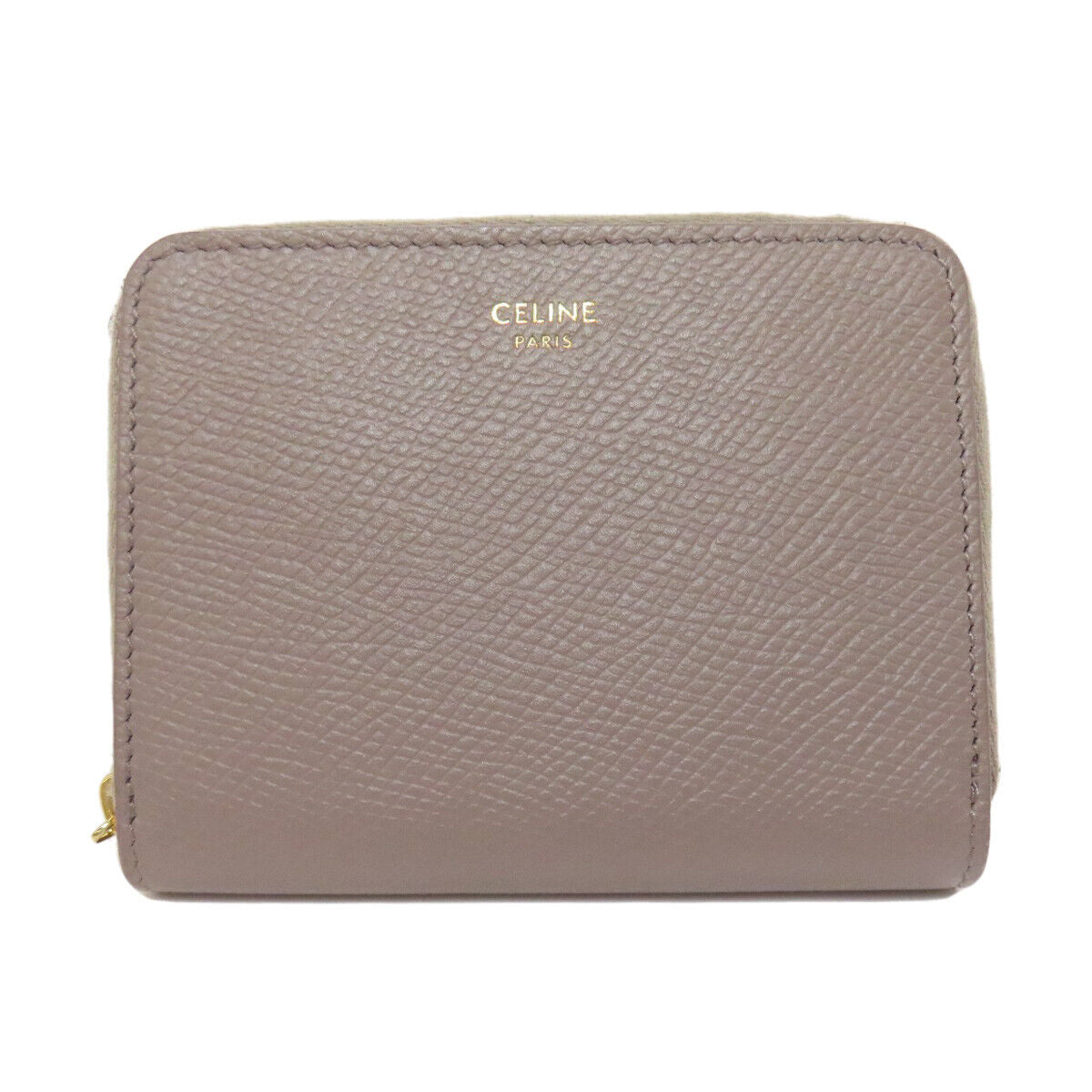 CELINE coin purse logo Leather