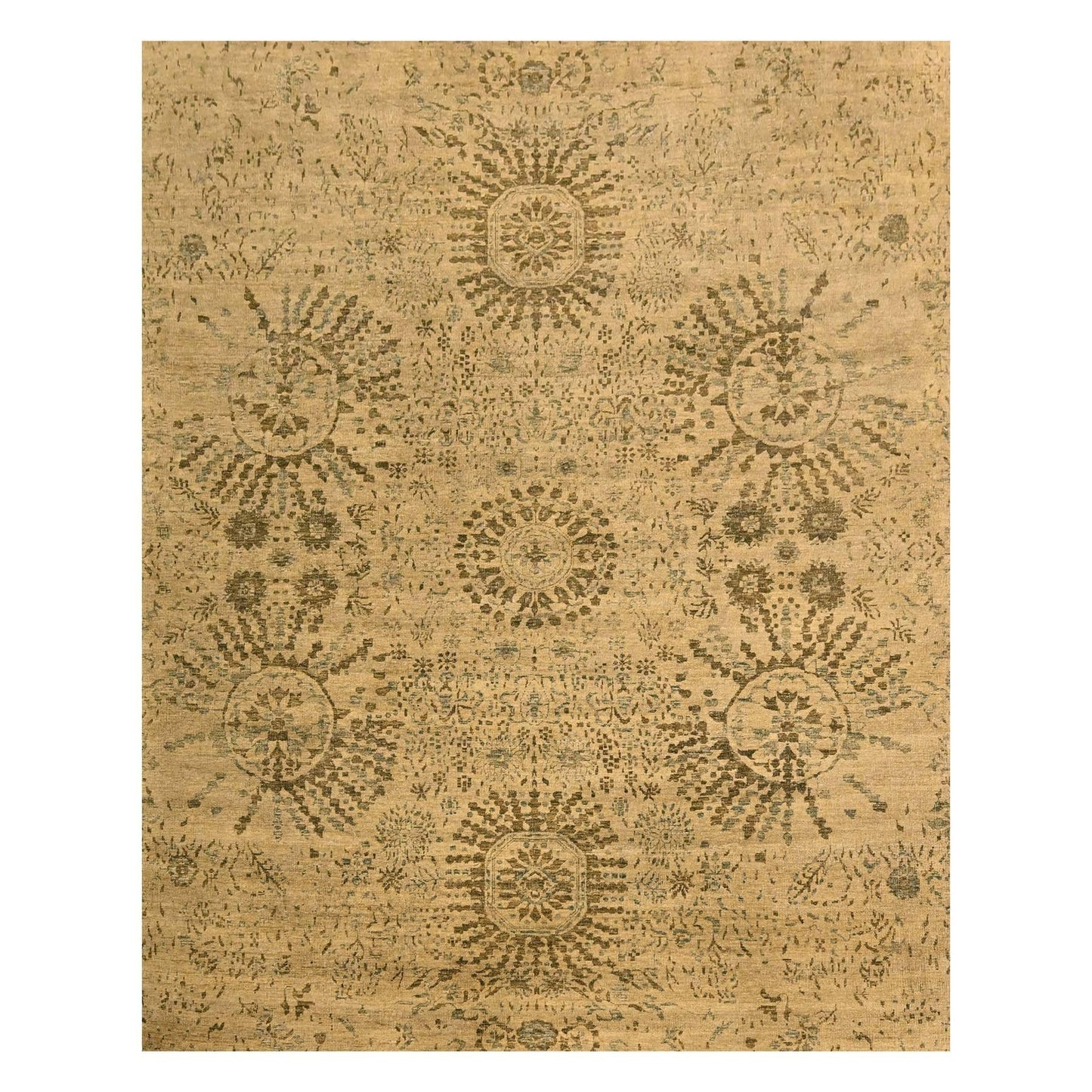 7'9"X10'1" Brown Arts And Crafts Design Natural Wool Hand Knotted Rug