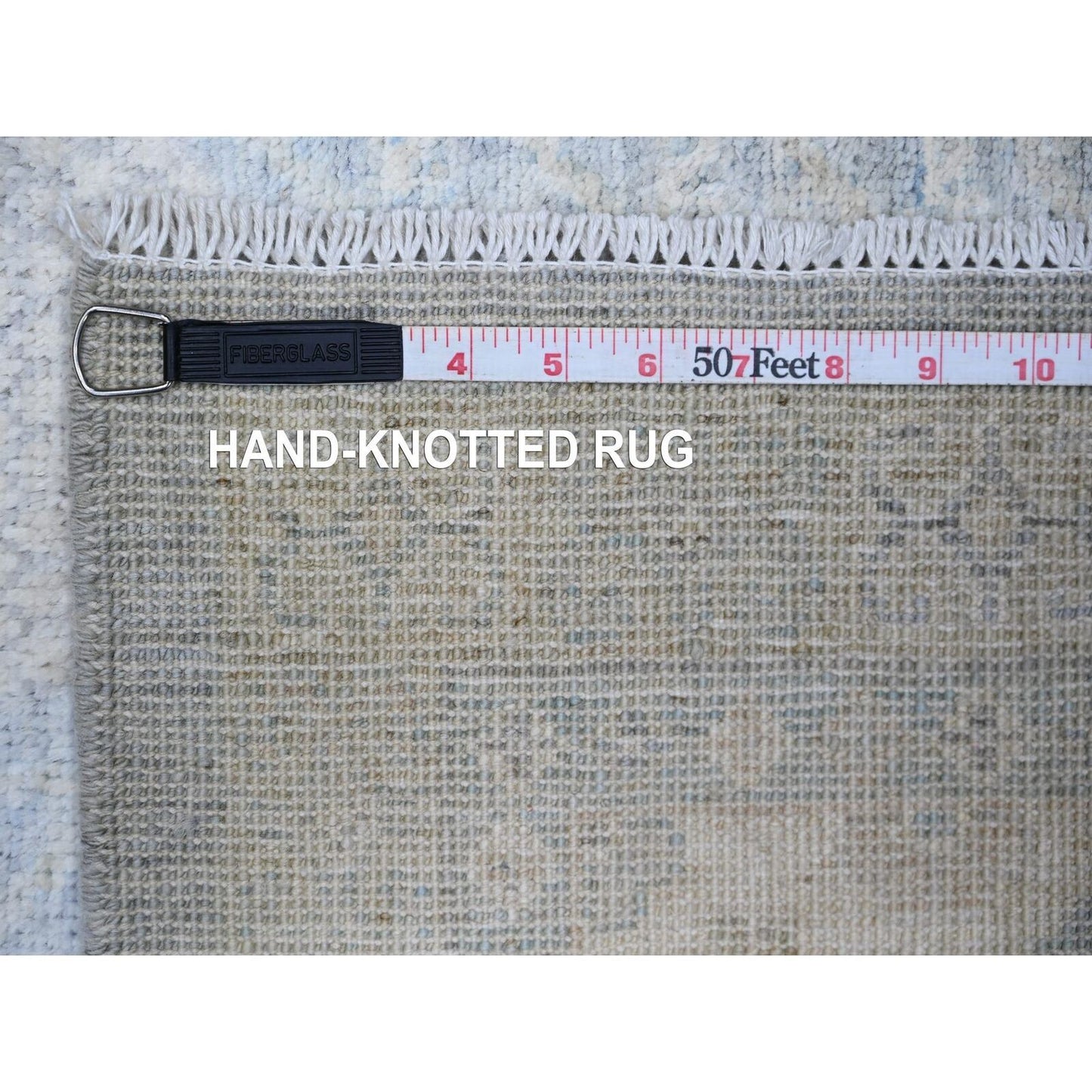 4'X10' Oxford Gray White Wash Pomegranate Wool Hand Knotted Oriental Rug