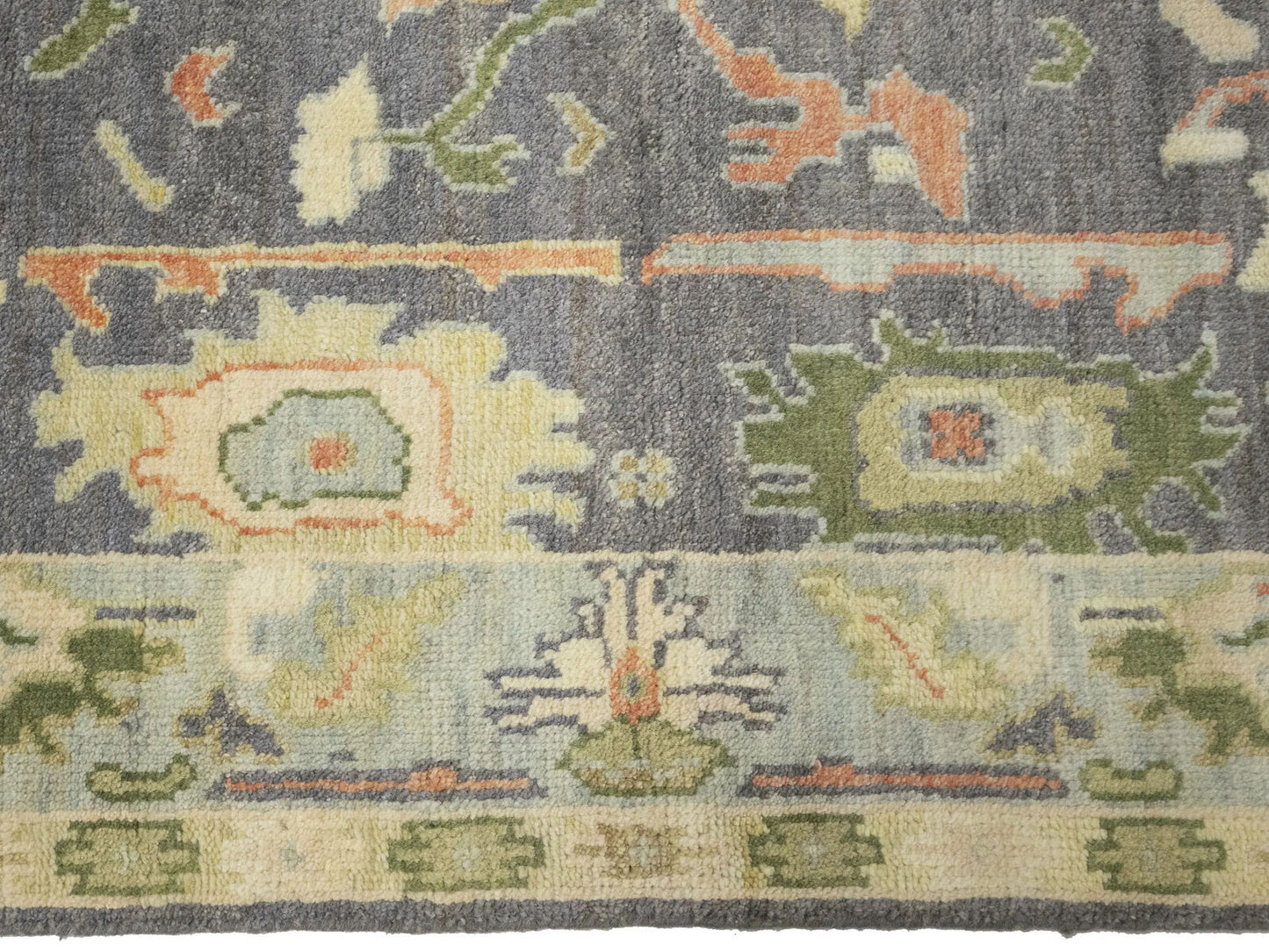 Handmade Floral Oushak Chobi Rug Colorfast