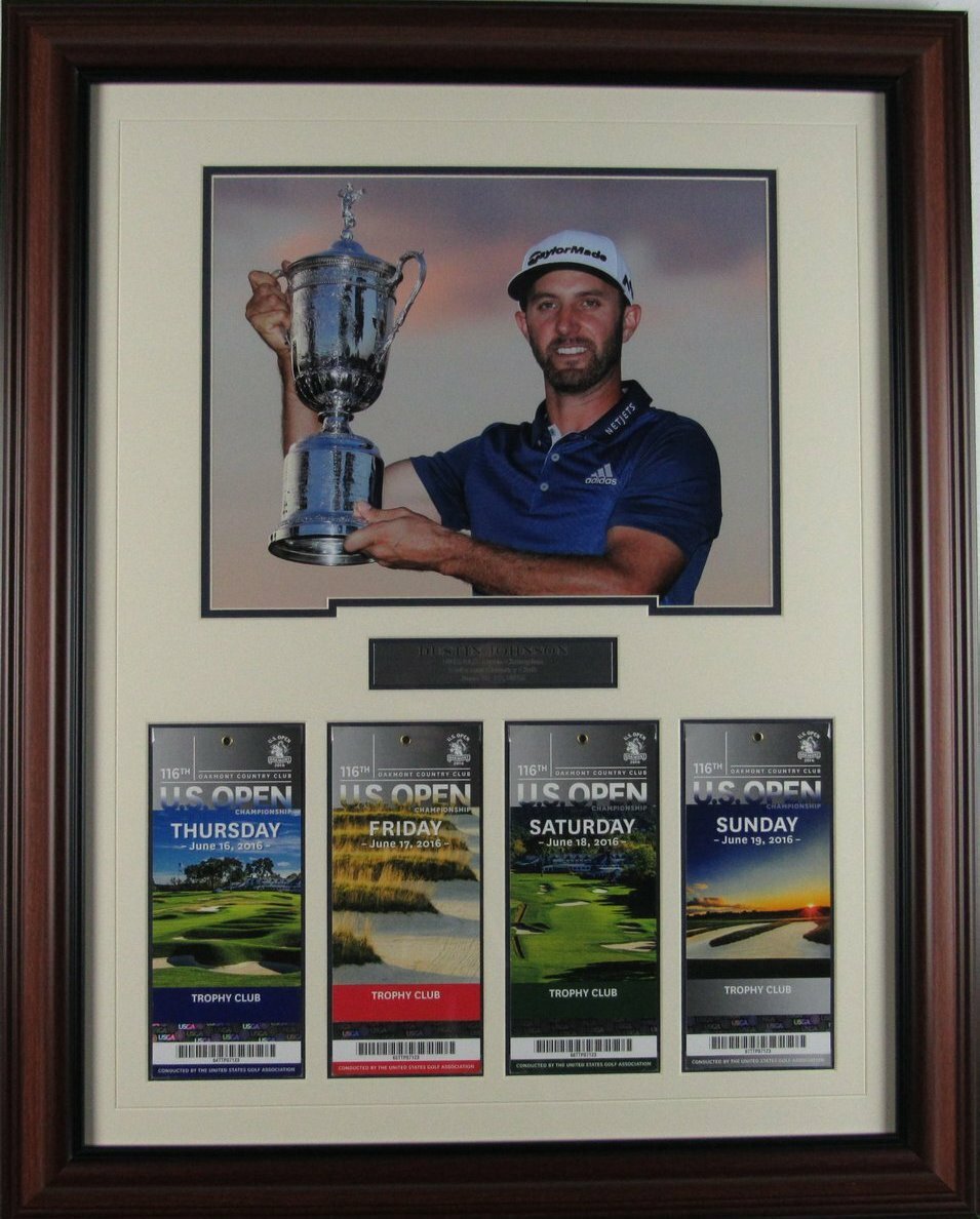 Dustin Johnson Us Open Ticket Collage Framed