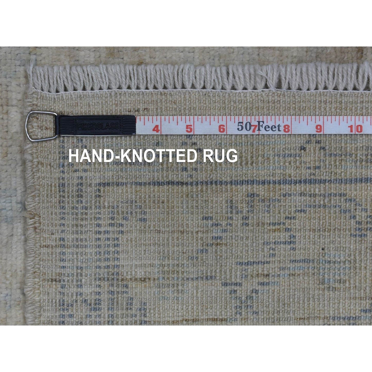 4'X5'10" Gray Hand Knotted Afghan Angora Oushak Soft Wool Oriental Rug