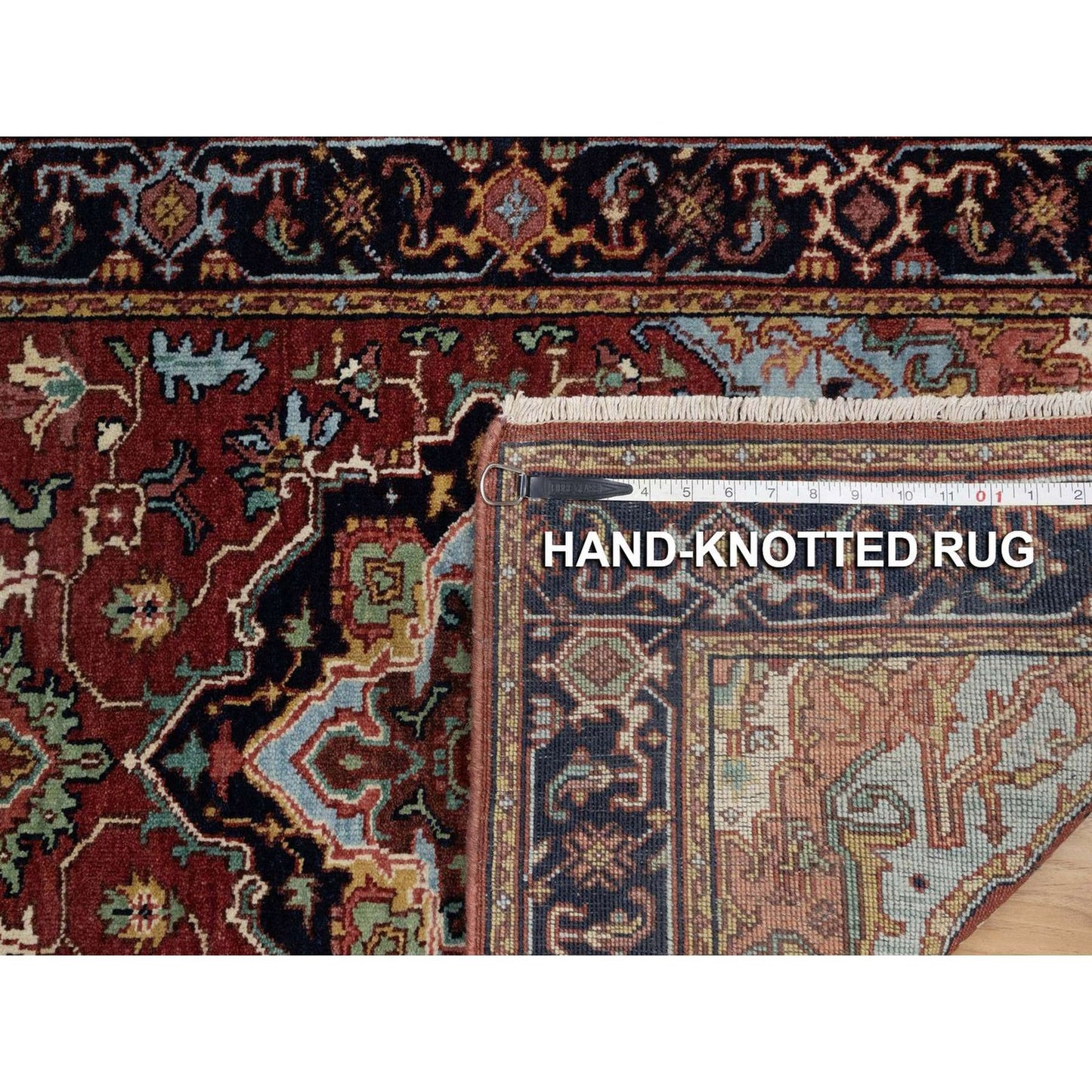 2'8"X8'1" Red Hand Knotted Rug Antiqued Fine Heris Re-Creation Wool Runner