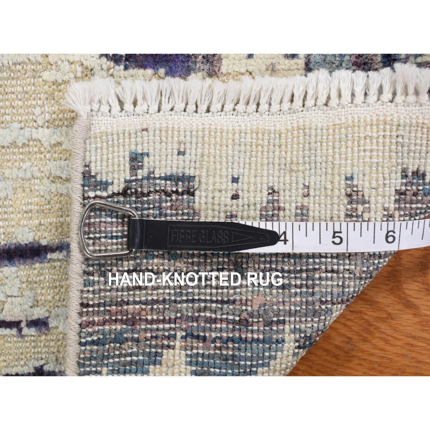 2'X3'2" Gray Modern Hand Knotted Wool And Sari Silk Sample Mat Rug