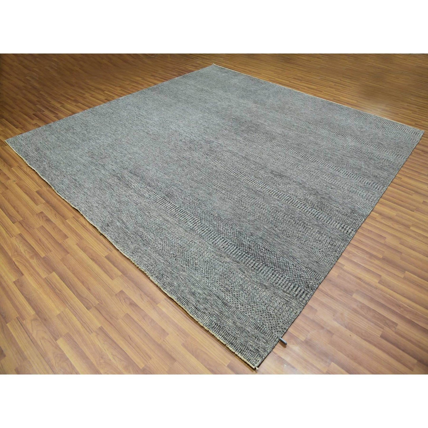 10'X10' Grandma Gray Undyed Modern Grass Hand Knotted Wool Oriental Rug