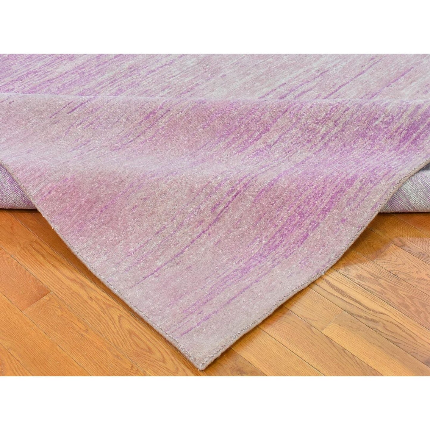 10'X14'2" Wool Only Ombre Design Pink With Touches Of Ivory Rug