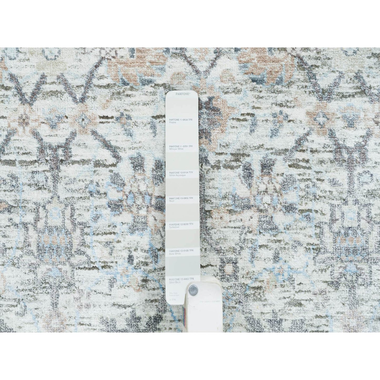 2'6"X18'2" Ivory Tebraz Vase Design Silk/Wool Hand Knotted Xl Runner Rug