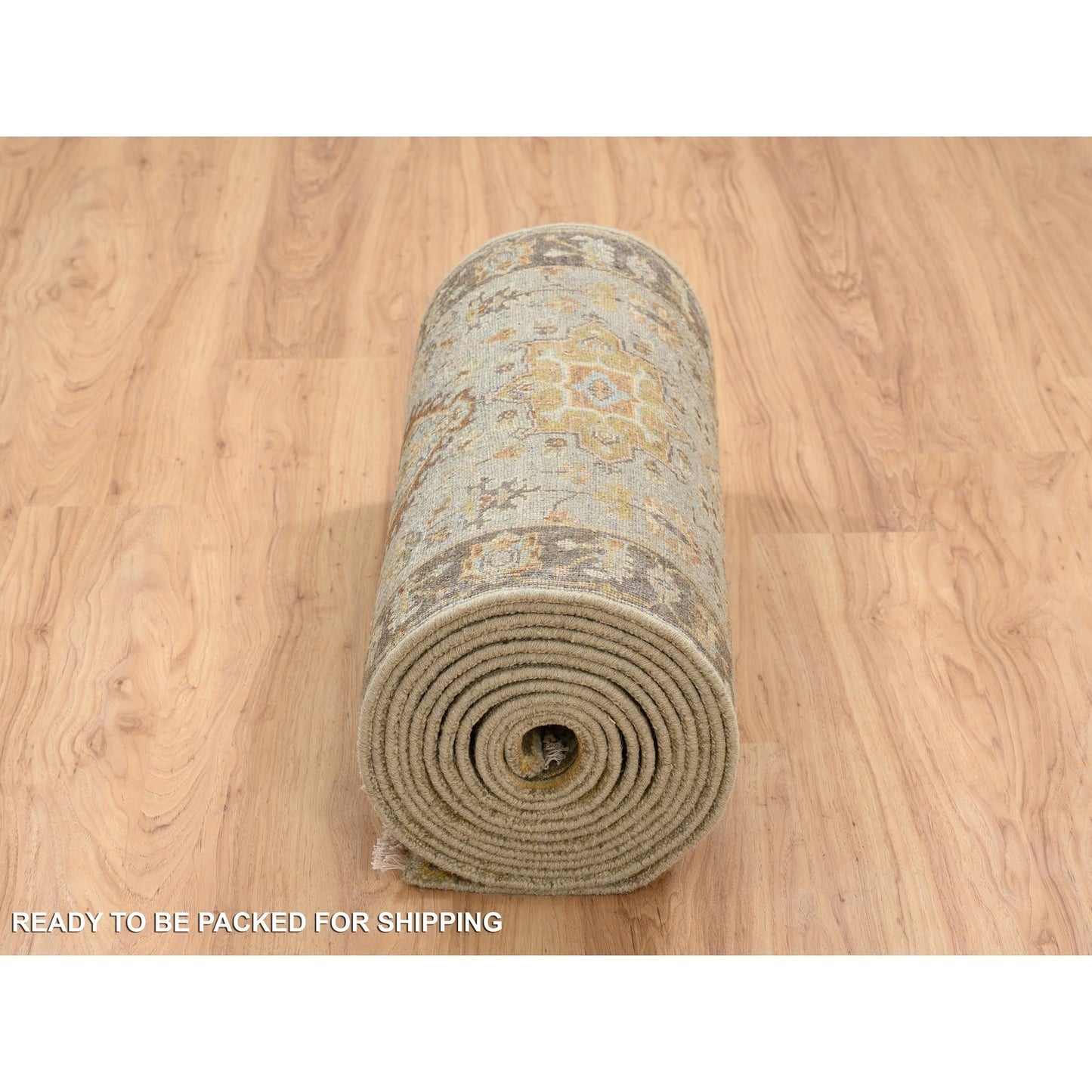 2'6"X21'10" Light Gray Medallions Hand Knotted Karjihooz Wool Runner Rug
