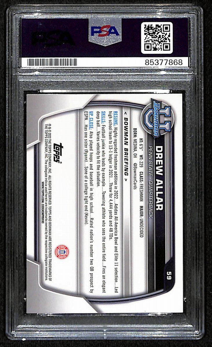 Drew Allar Penn State Signed 2022 Bowman U Pink