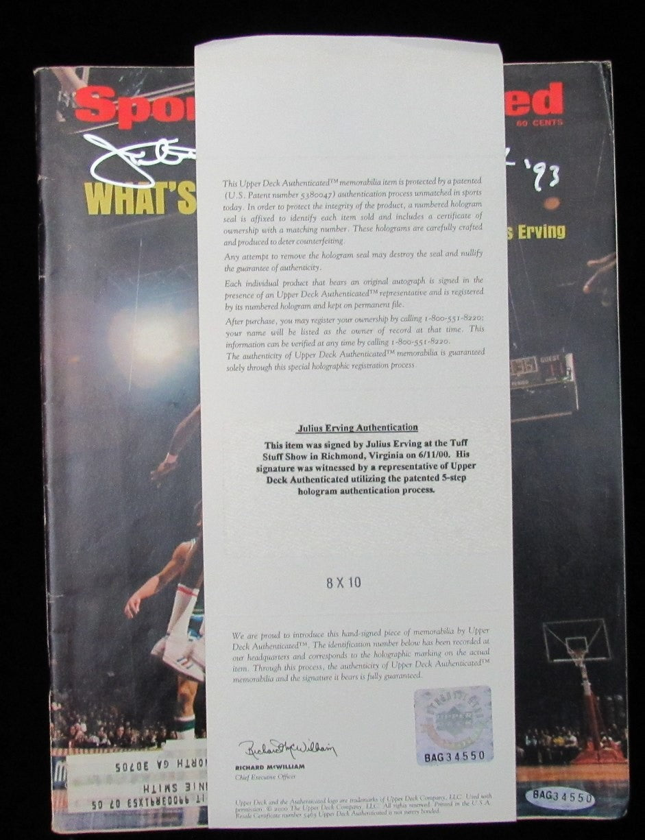 Julius Erving Hof Signed 1/14/74 Sports Illustrated Magazine 76Ers Uda 199490