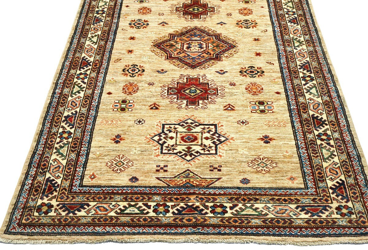 4X6 Ft Kazak Wool Area Rug Tribal Geometric Style