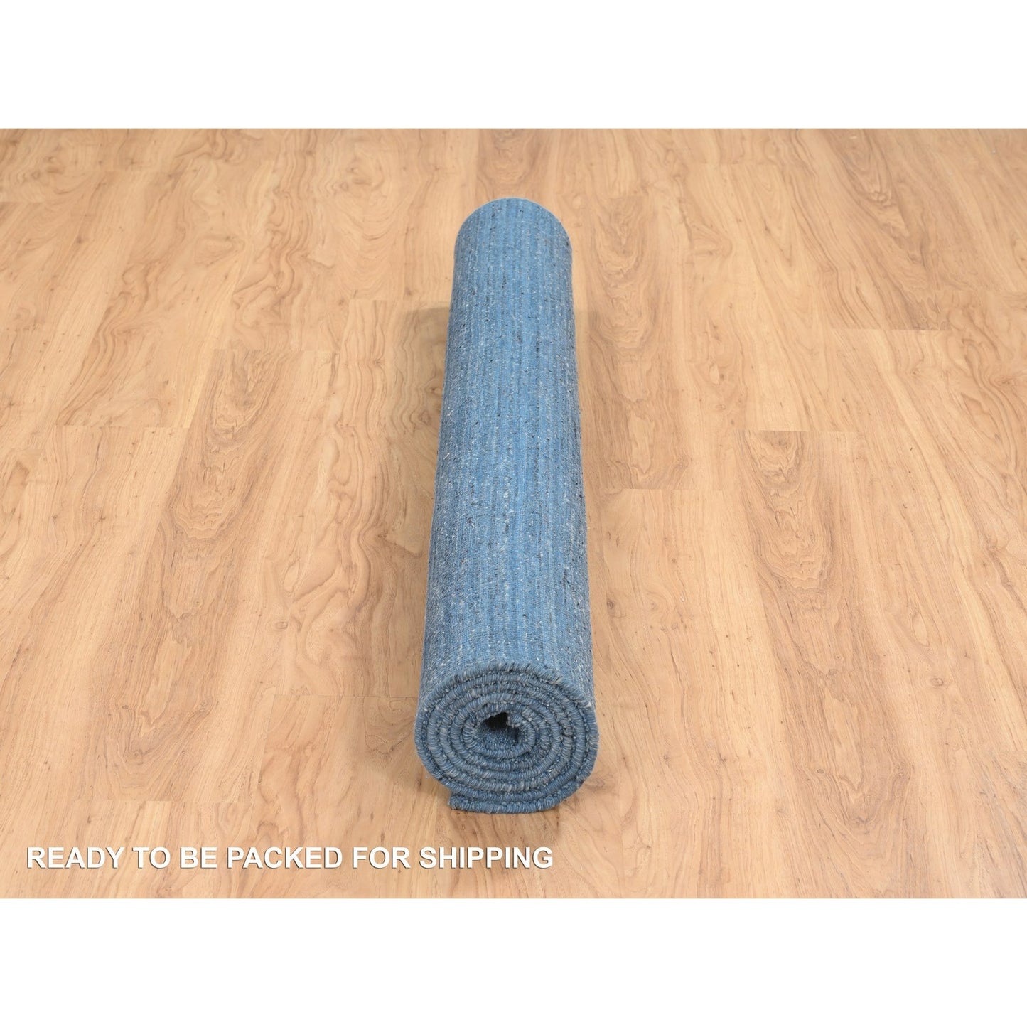 5'X7'1" Denim Blue Hand Loomed Modern Design Soft And Plush Wool Rug