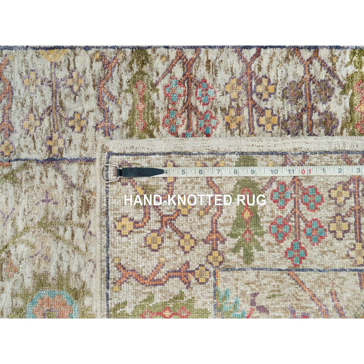 2'6"X25'10" Beige Hand Knotted Directional Silk And Wool Xl Runner Rug
