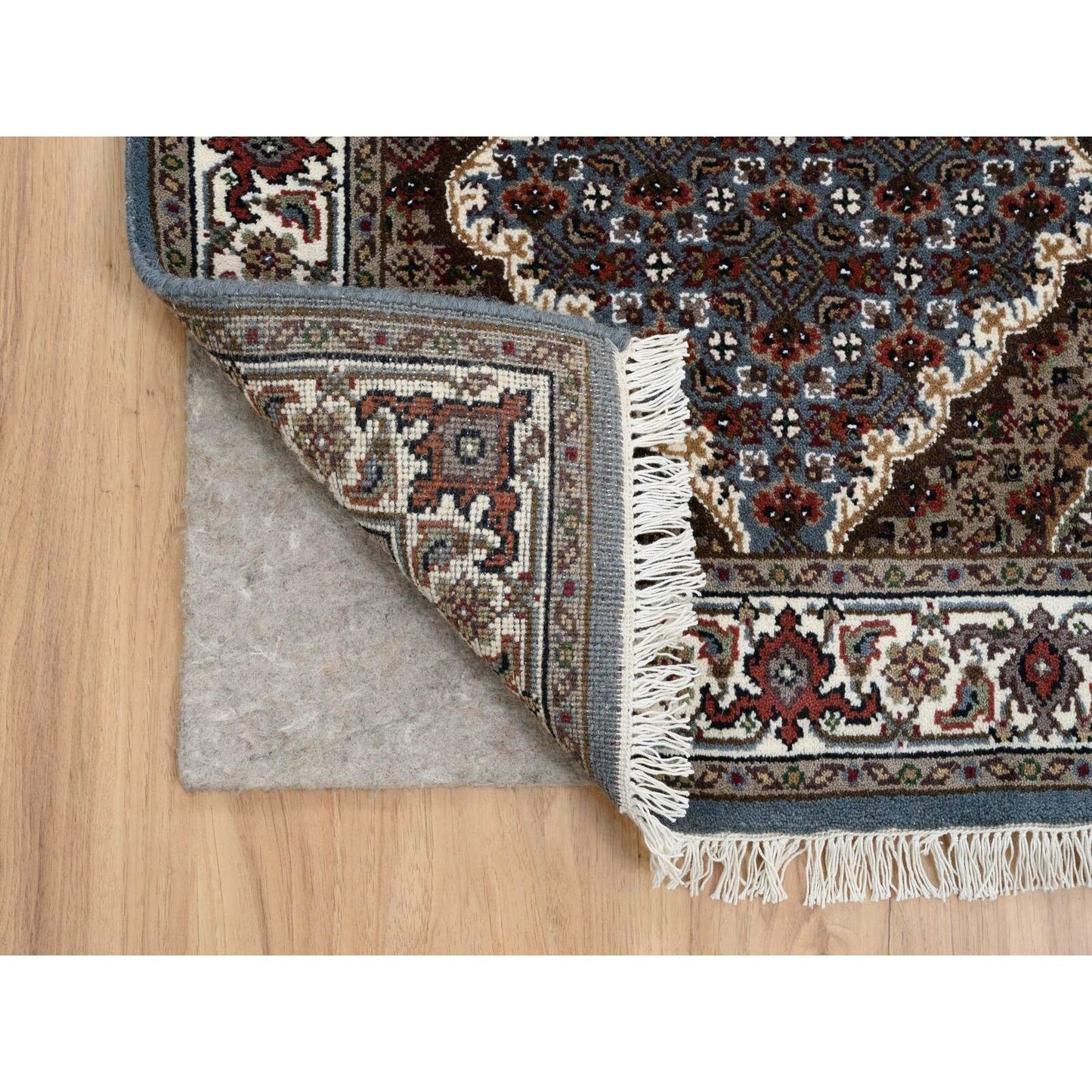 2'5"X23' Gray Wool Hand Knotted Tebraz Mahi Runner Oriental Rug