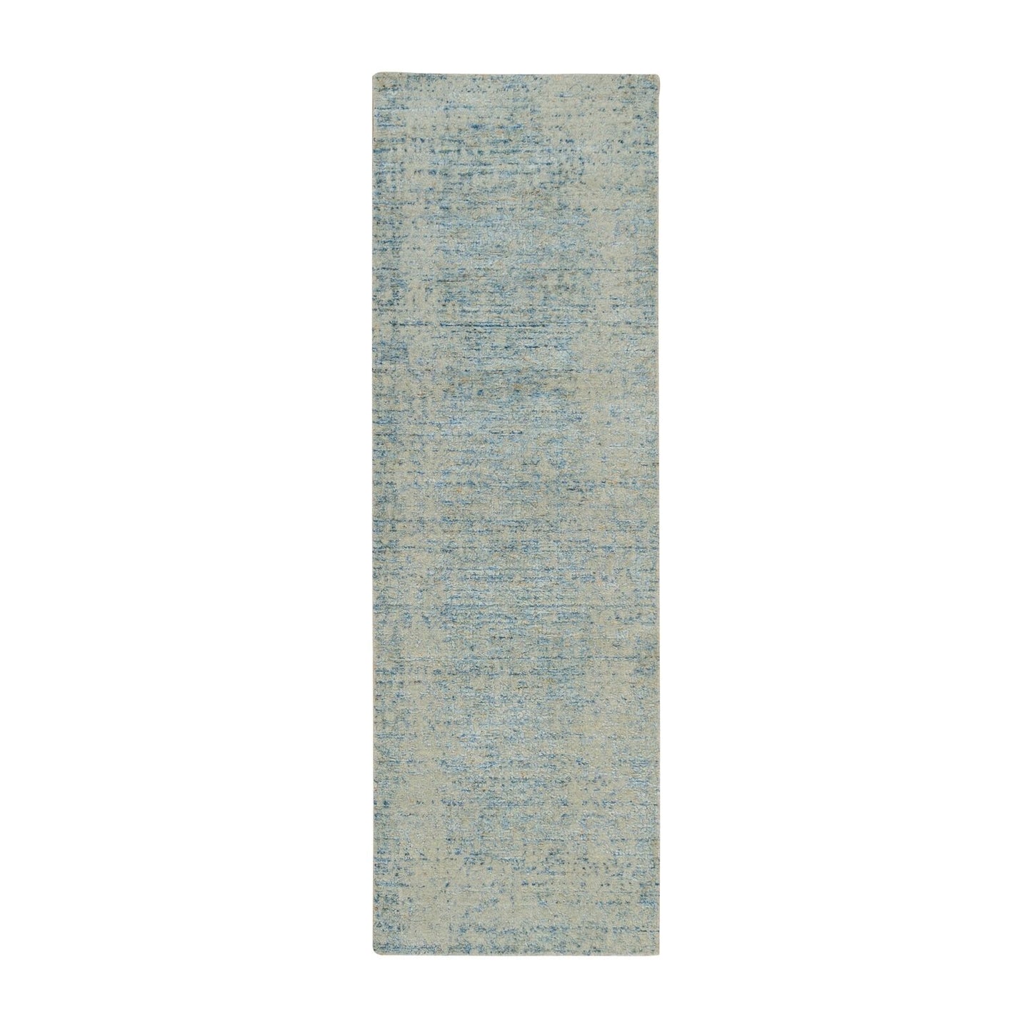 2'6"X8 Gray Modern Jacquard Hand Loomed Wool And Silk Runner Oriental Rug