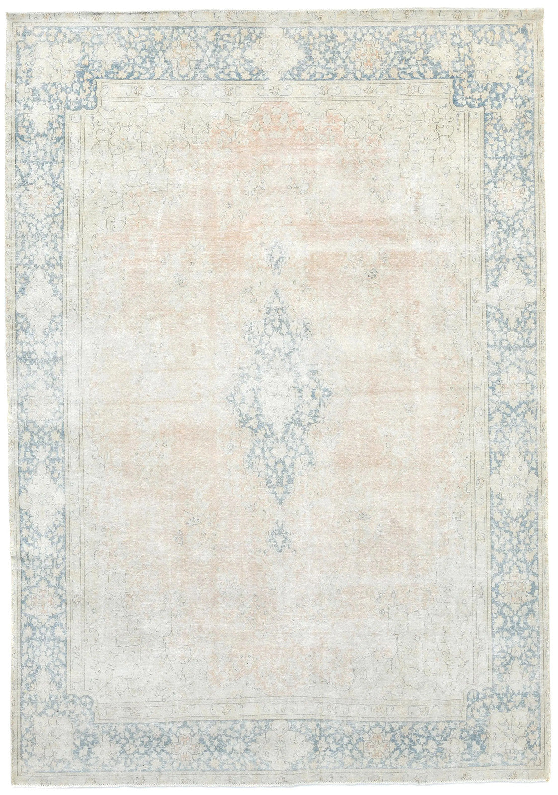 Semi-Antique Floral Distressed Oriental Rug 9X13