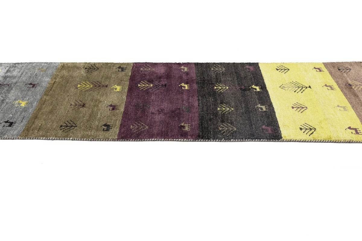 Handwoven Indo-Gabbeh Oriental Runner Rug