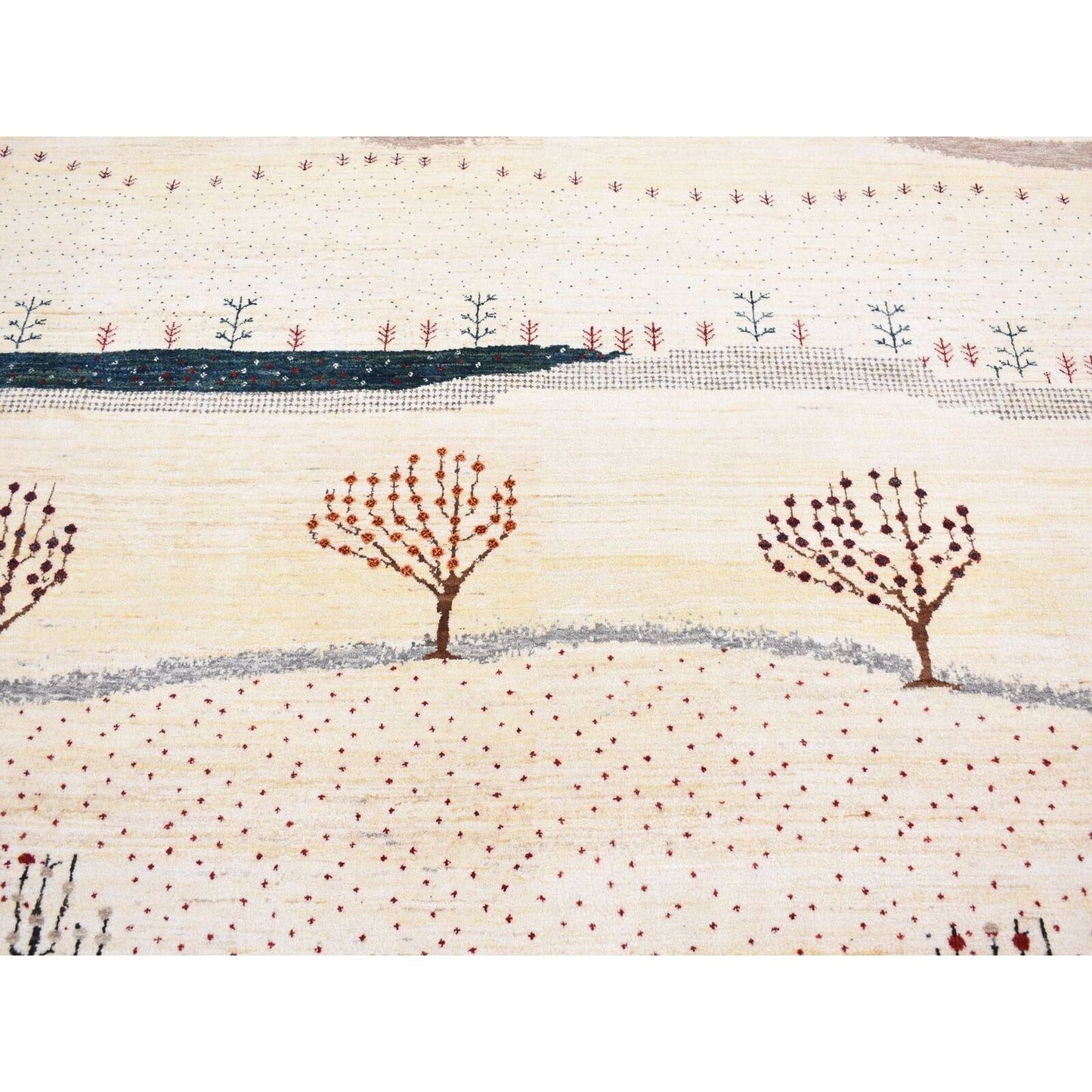 9'X12' Ivory Hand Knotted Modern Design Soft And Plush Wool Oriental Rug