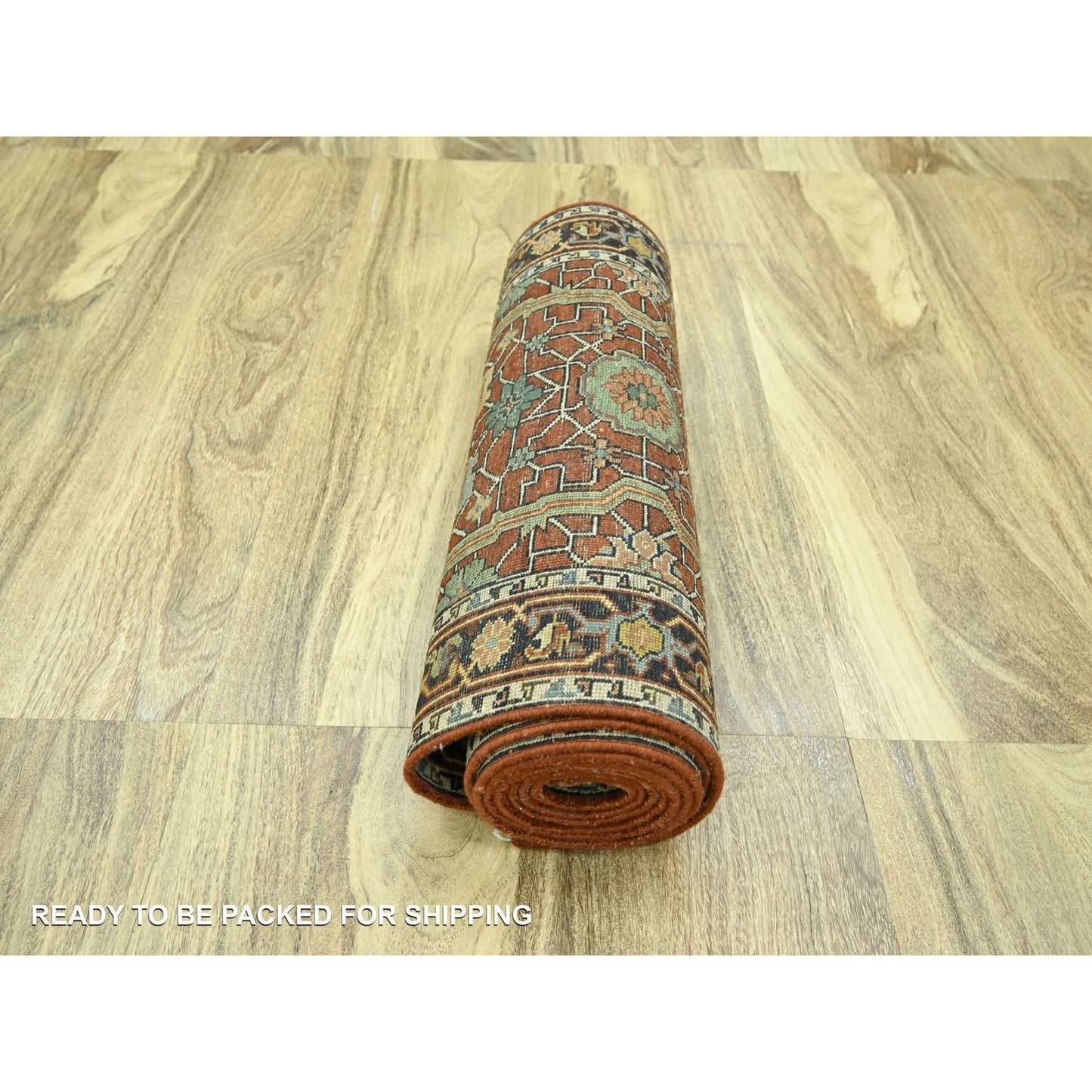 2'6"X12' Auburn Red Heris All Over Design Hand Knotted Wool Runner Rug