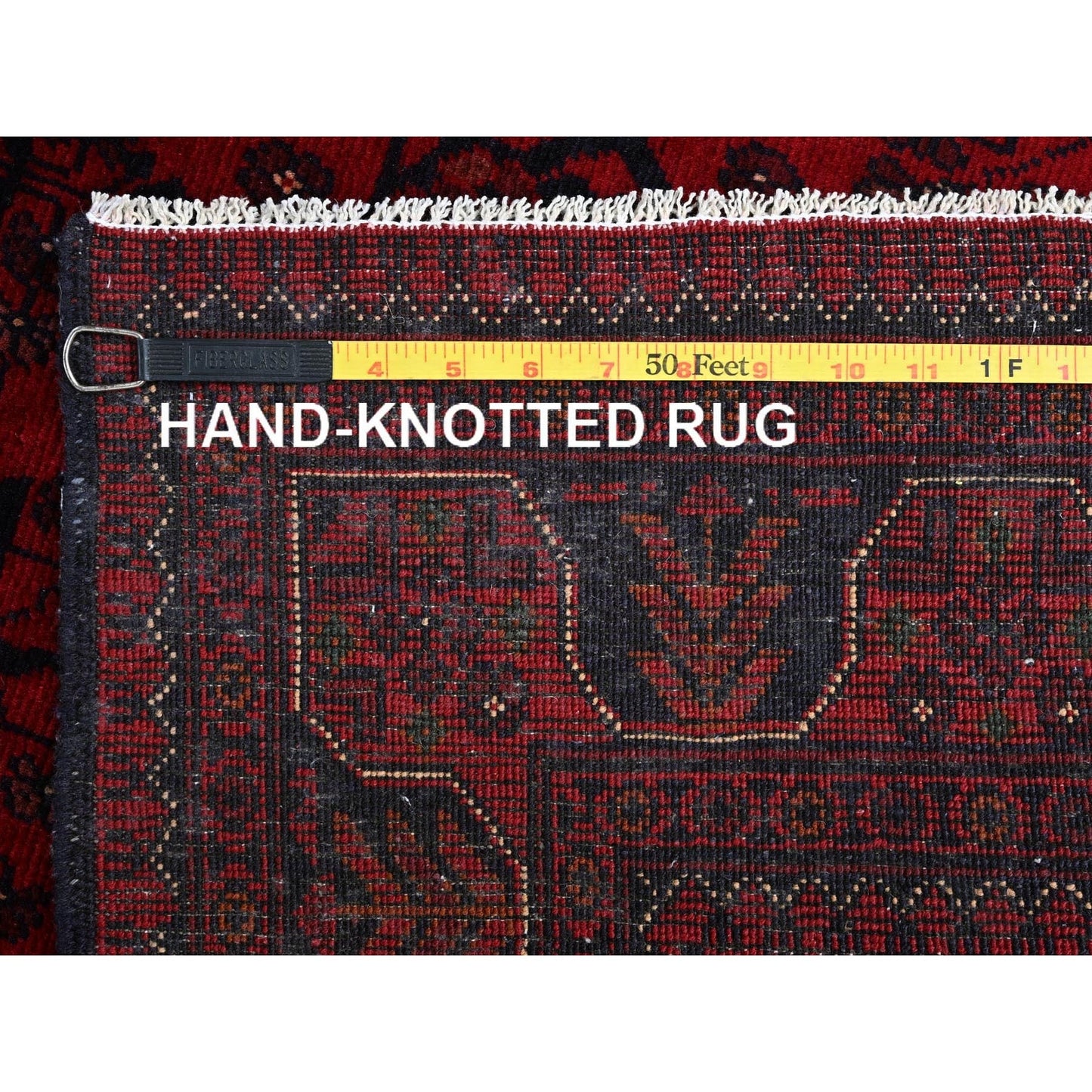 3'4"X5' Red Afghan Khamyab Geometric Design Soft Wool Hand Knotted Rug