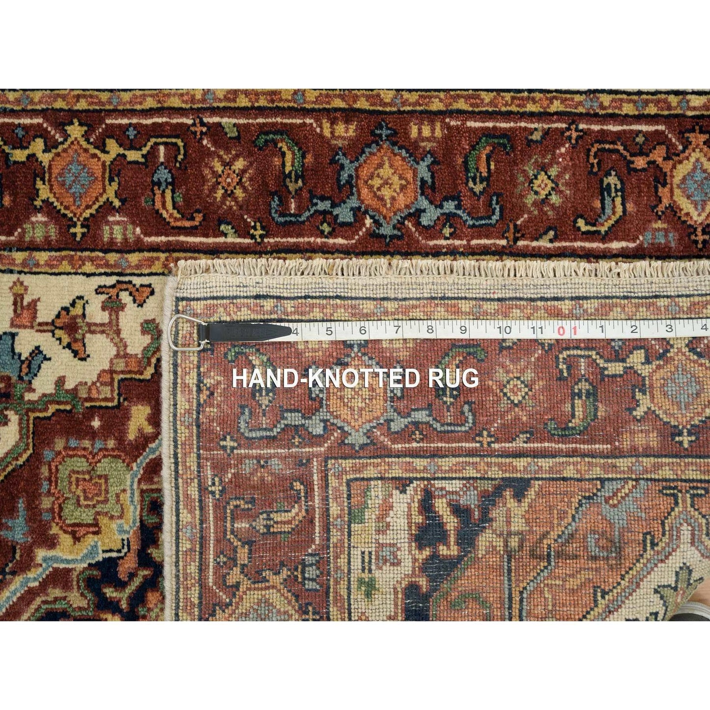 2'6"X18' Ivory Wool Heris Re-Creation Hand Knotted Xl Runner Oriental Rug
