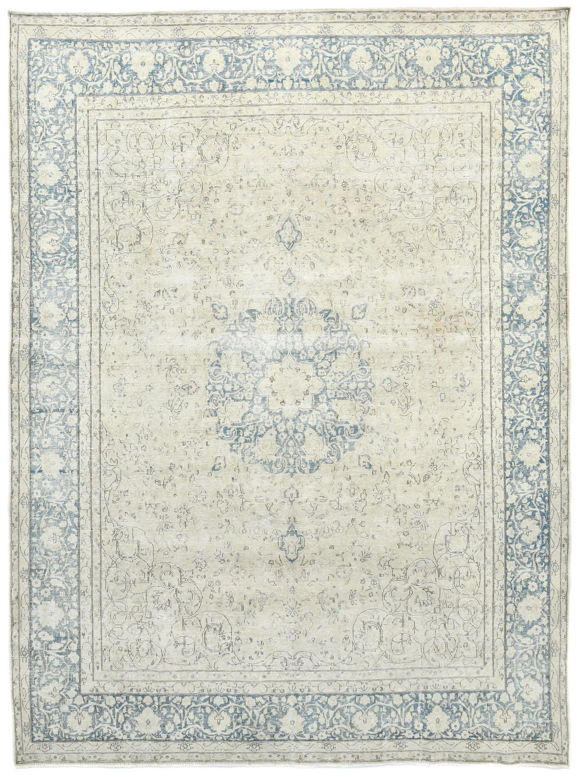 Handmade Muted Floral Distressed 10X13 Ft Vintage