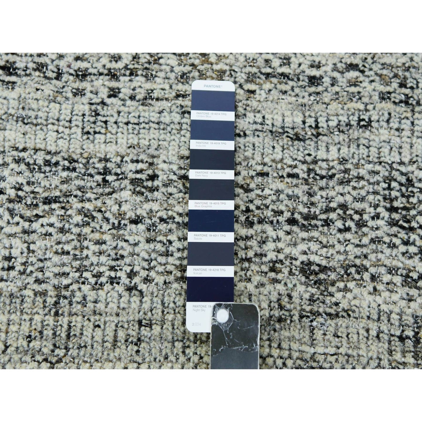 12'2"X15' Gray & Black Hand Knotted Oxidized Grass Design Oversized Rug