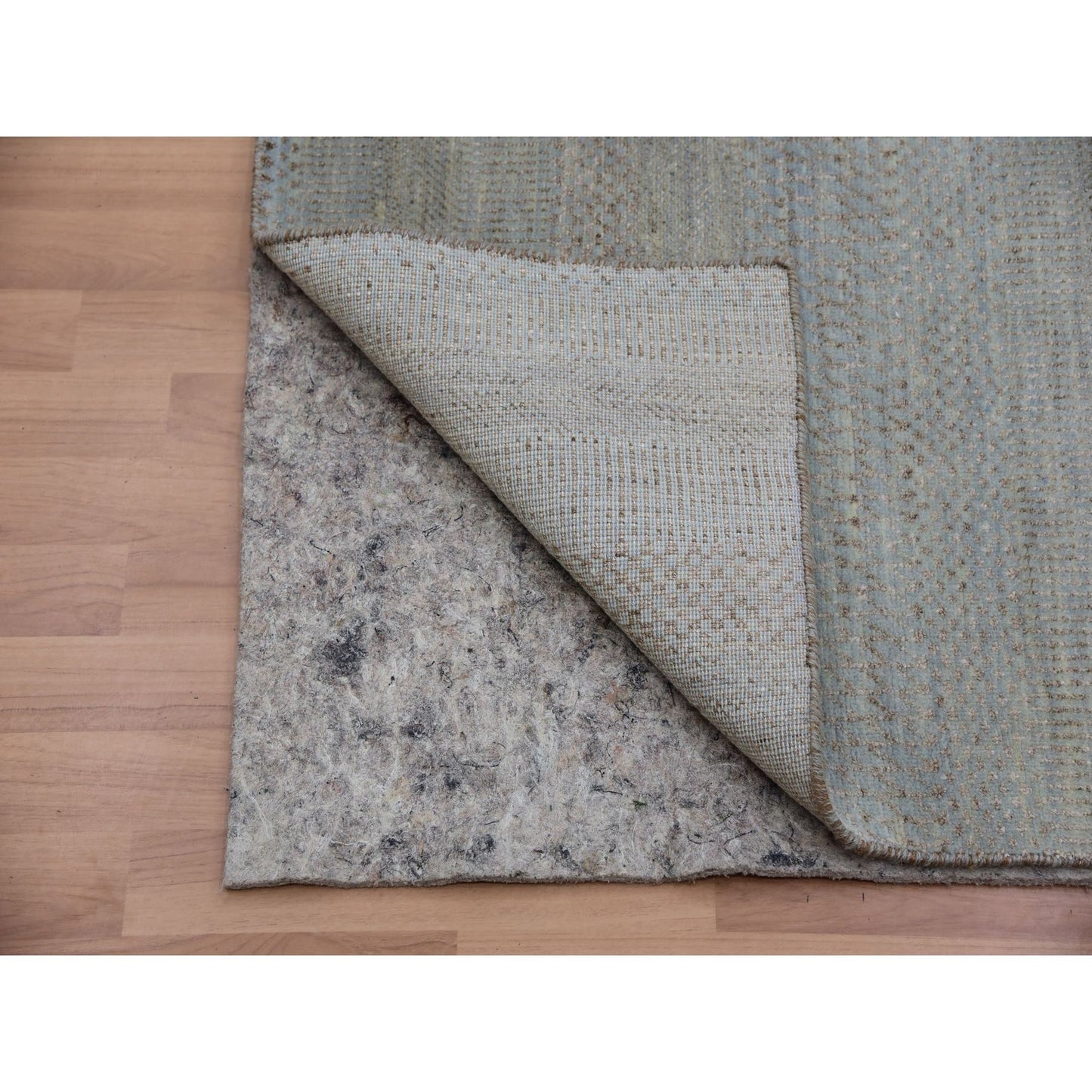 8'X10' Tempered Gray Grass Design Hand Knotted 100% Wool Oriental Rug