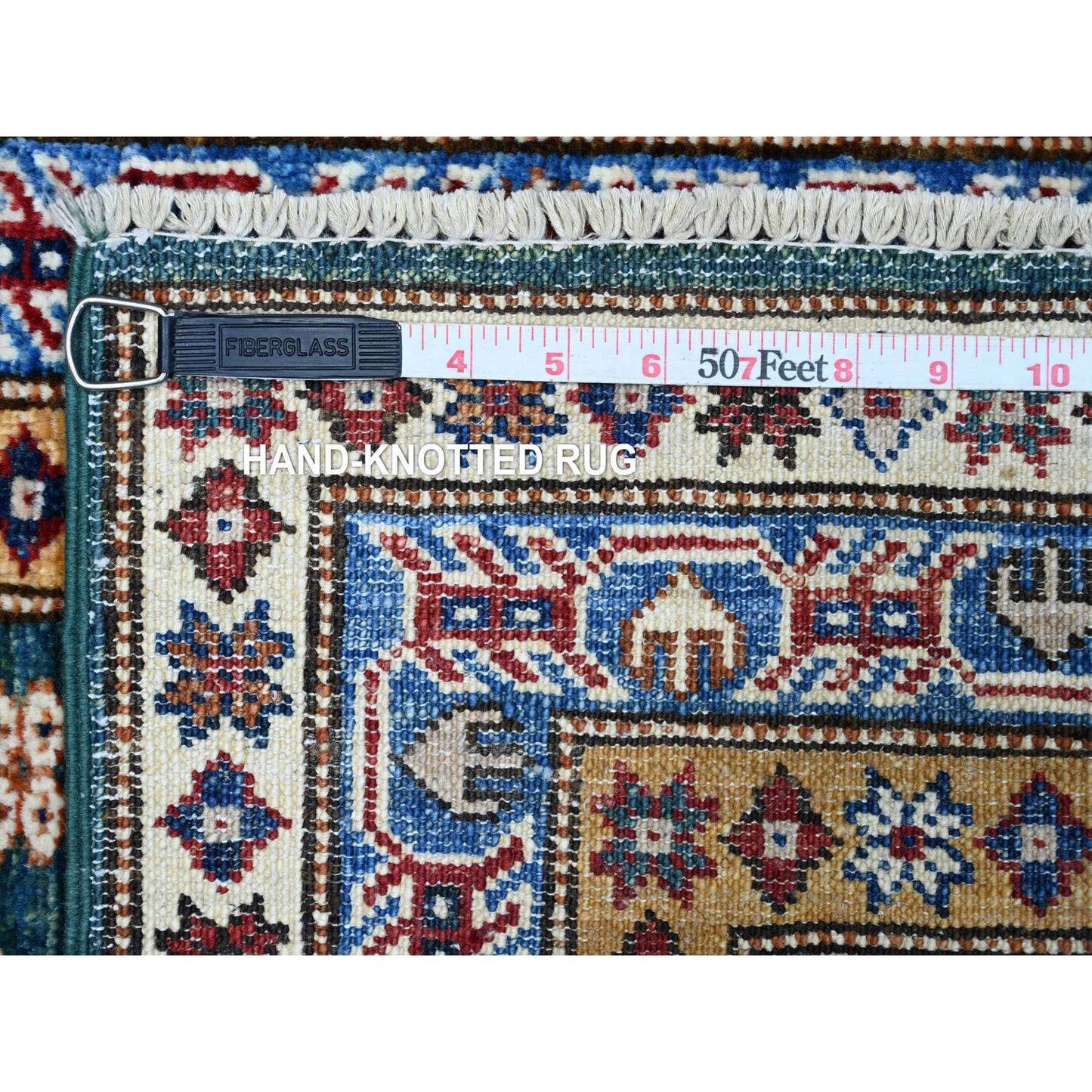 2'X5'9" Pine Green Hand Knotted Willow And Cypress Tree Design Runner Rug