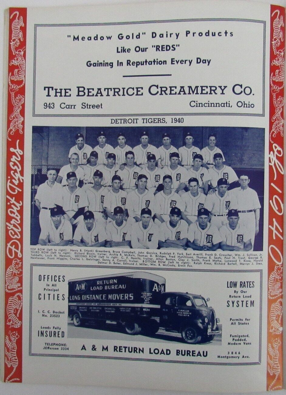 1940 World Series Program Cincinnati Reds Vs.