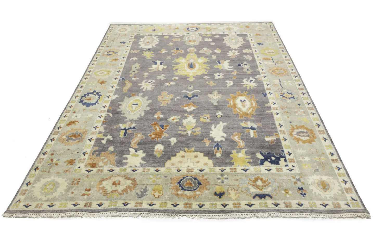 Handmade Oushak Floral Rug Colorfast Oriental