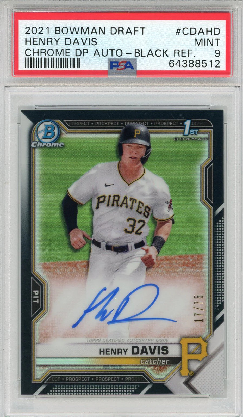 Henry Davis Autographed 2021 Bowman Draft Chrome