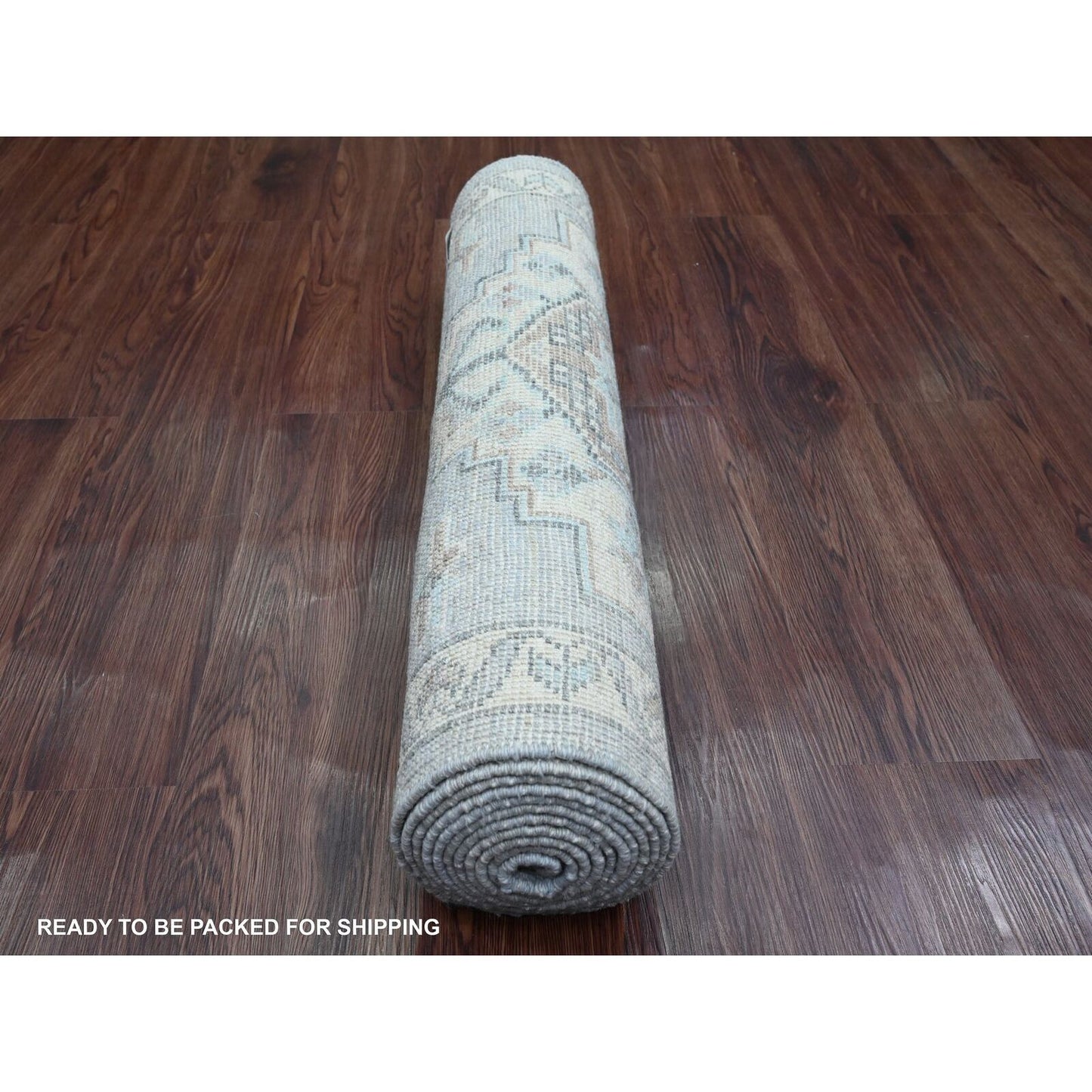 2'8"X10'7" Gray Anatolian Village Inspired Wool Hand Knotted Runner Rug