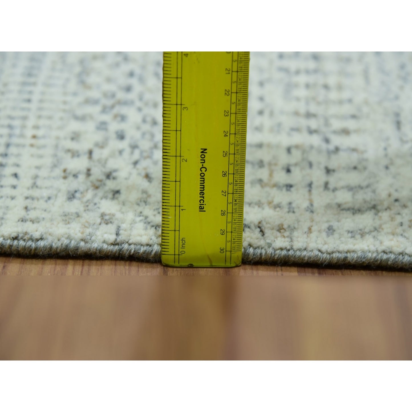 5'10"X9'1" Origami White Modern Grass Design Hand Knotted Oriental Rug