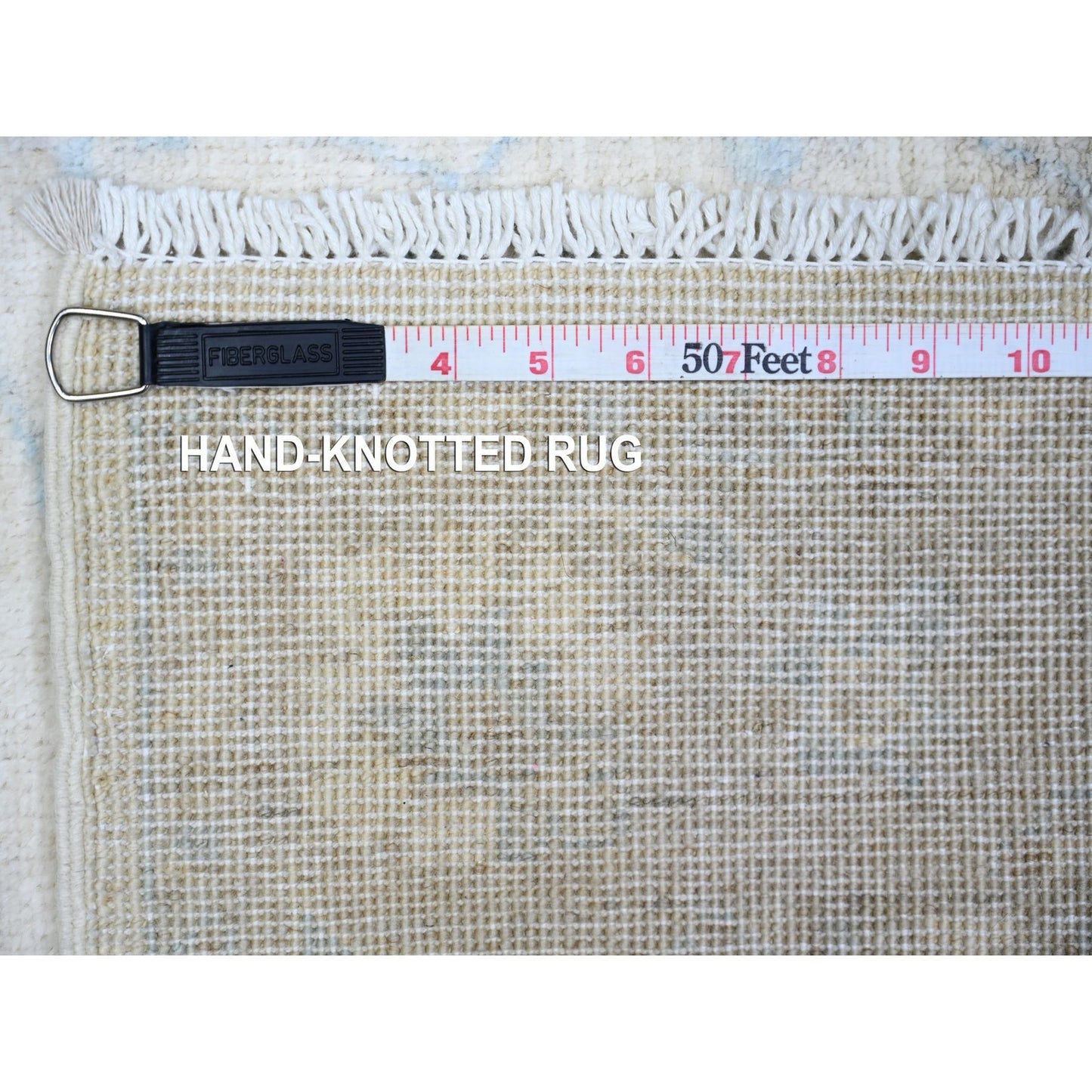 2'7"X10' Daisy White Wool Hand Knotted Washed Out Runner Oriental Rug