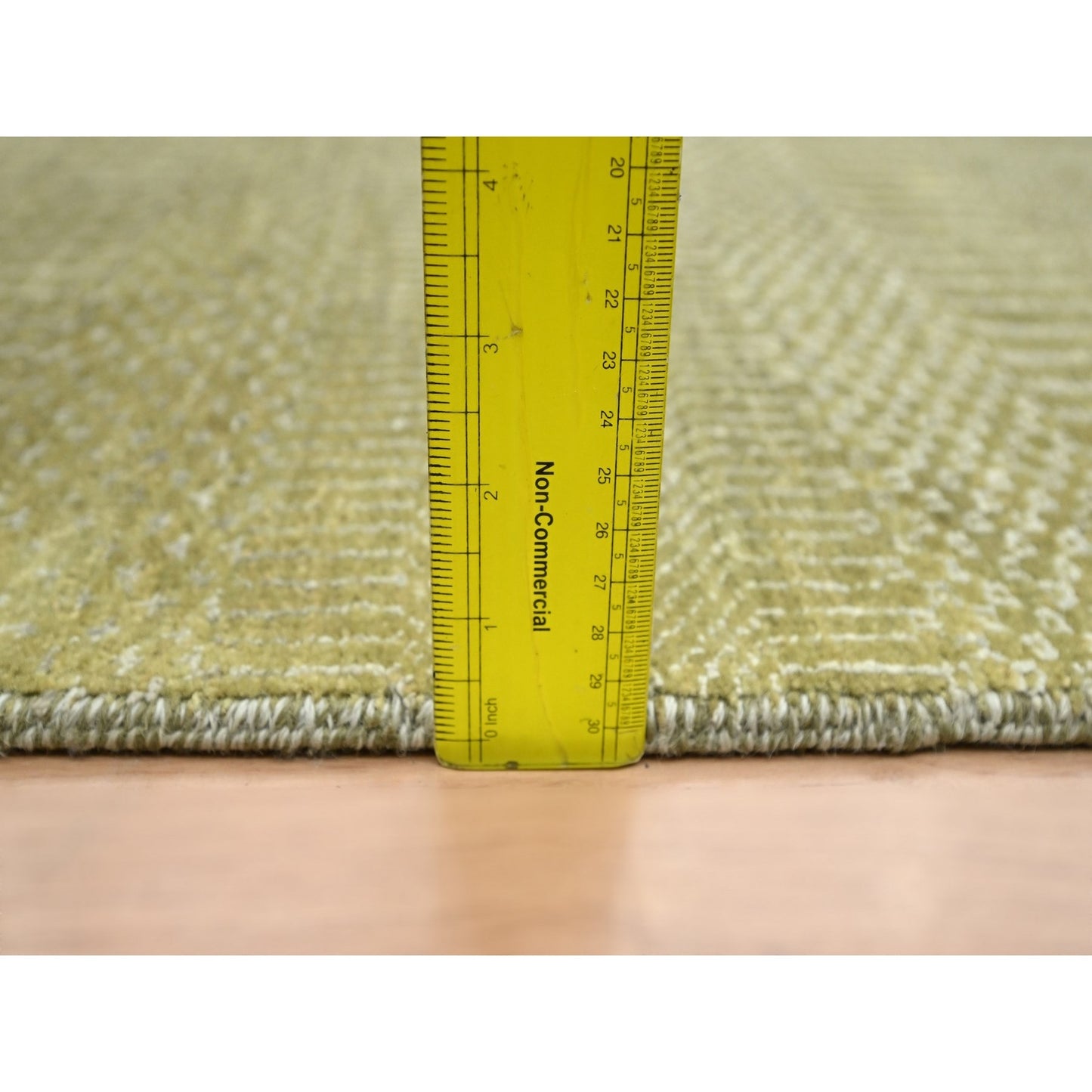 6'X8'9" Shades Of Brown Modern Grass Design Hand Knotted Wool & Silk Rug