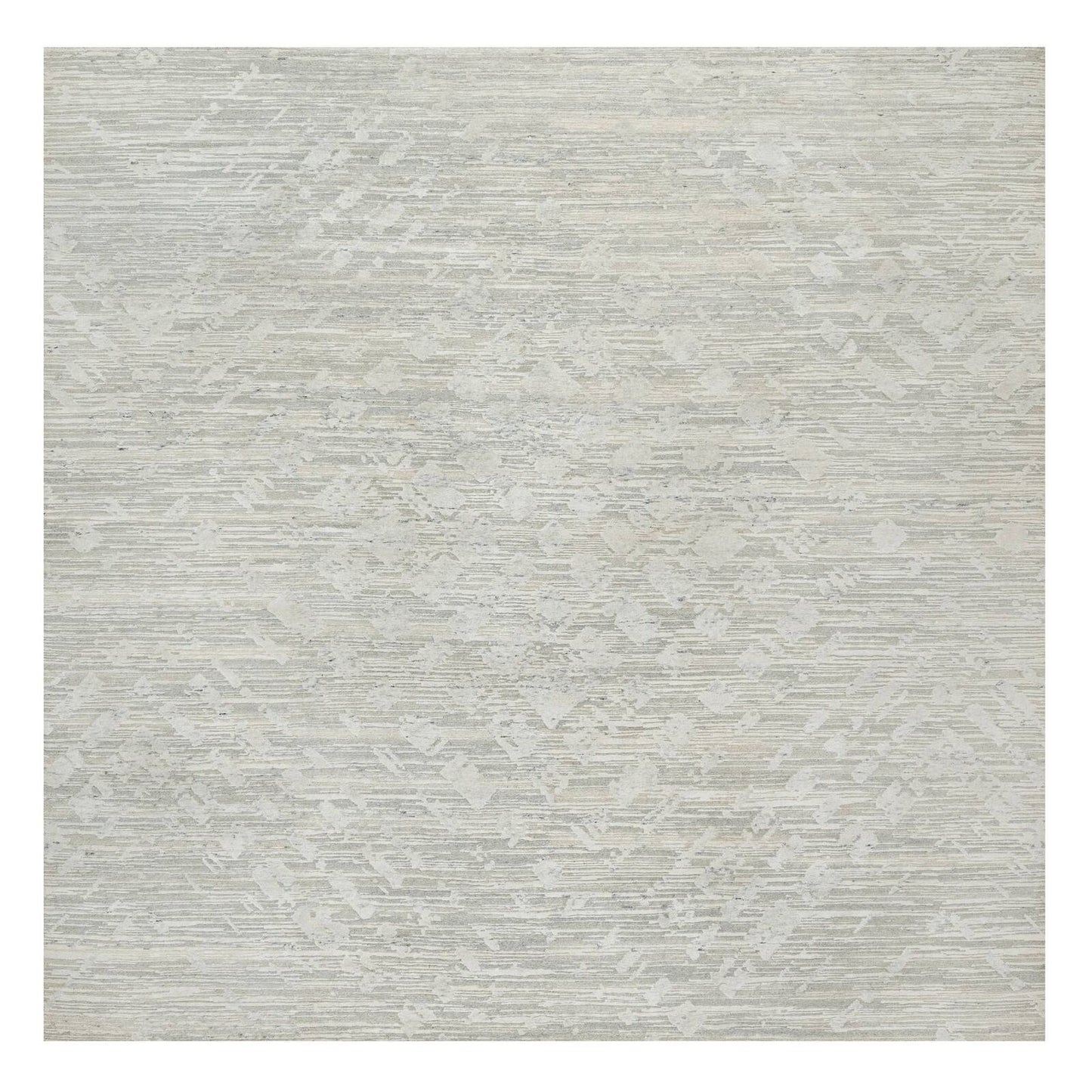 10'X10' Gray Modern Design Undyed Natural Wool Hand Knotted Square Rug