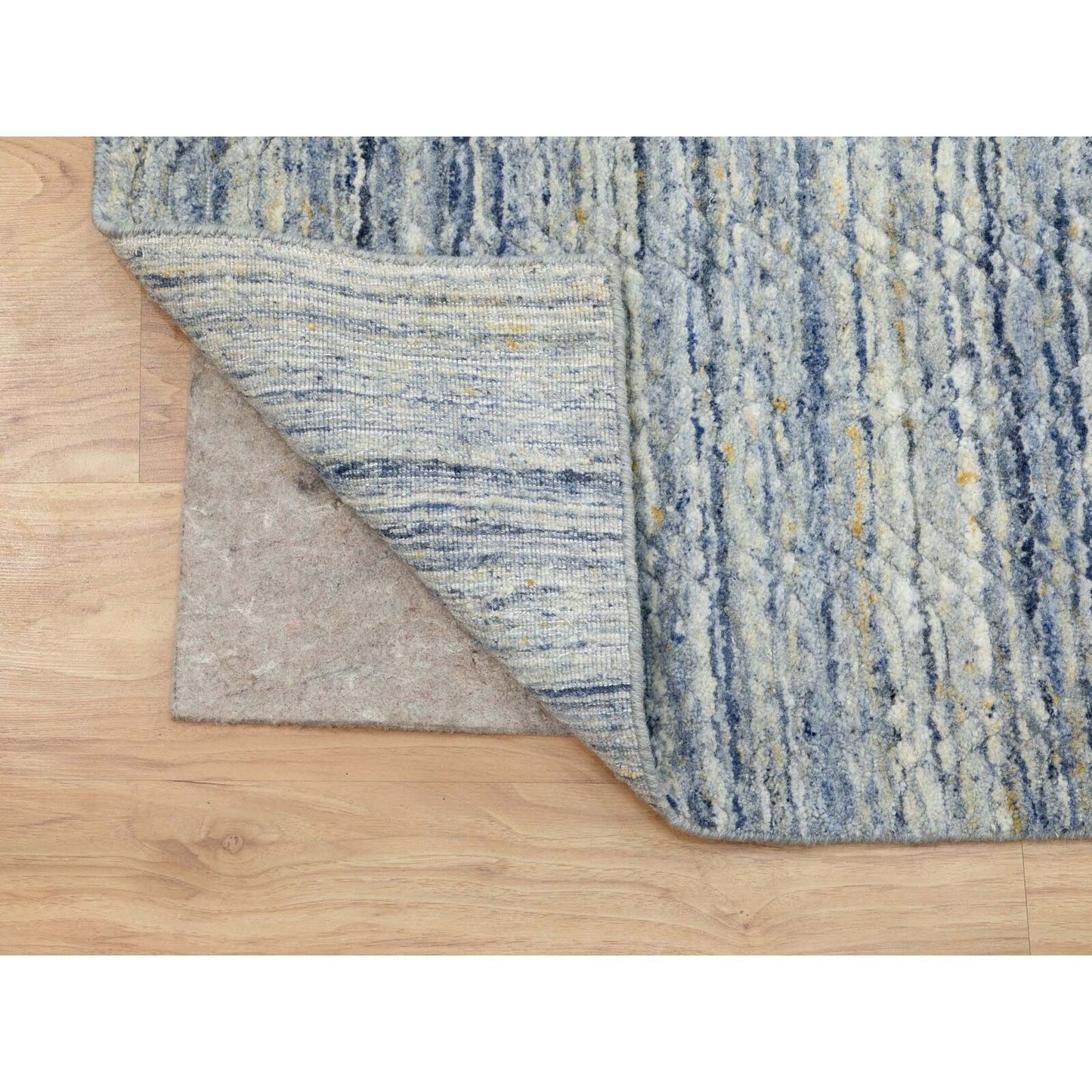 9'X11'9" Modern Blue Hand Loomed Design Organic Wool Oriental Rug