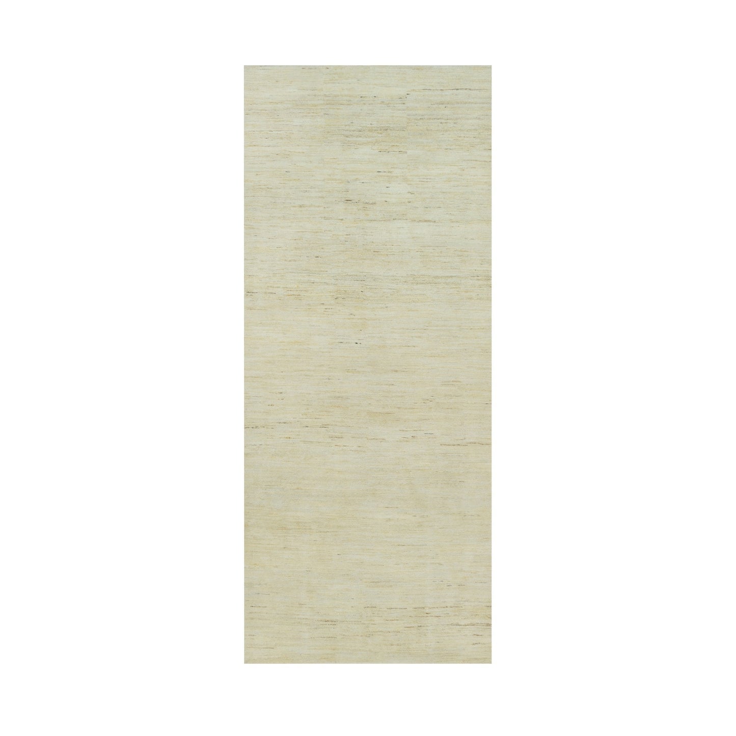 4'1"X10' White Plain Design Wool Hand Knotted Plush Wide Runner Rug