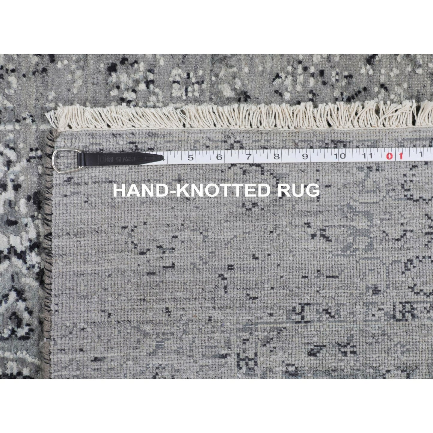 3'1"X5'1" Gray Farsian Silk With Textured Wool Hand Knotted Oriental Rug