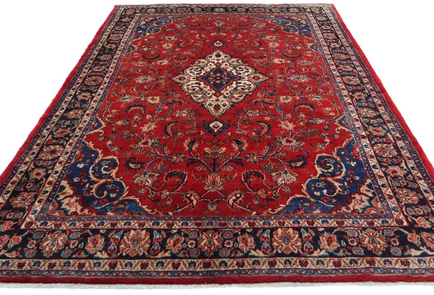 Vintage Handmade Oriental Rug 7X10 Ft Floral
