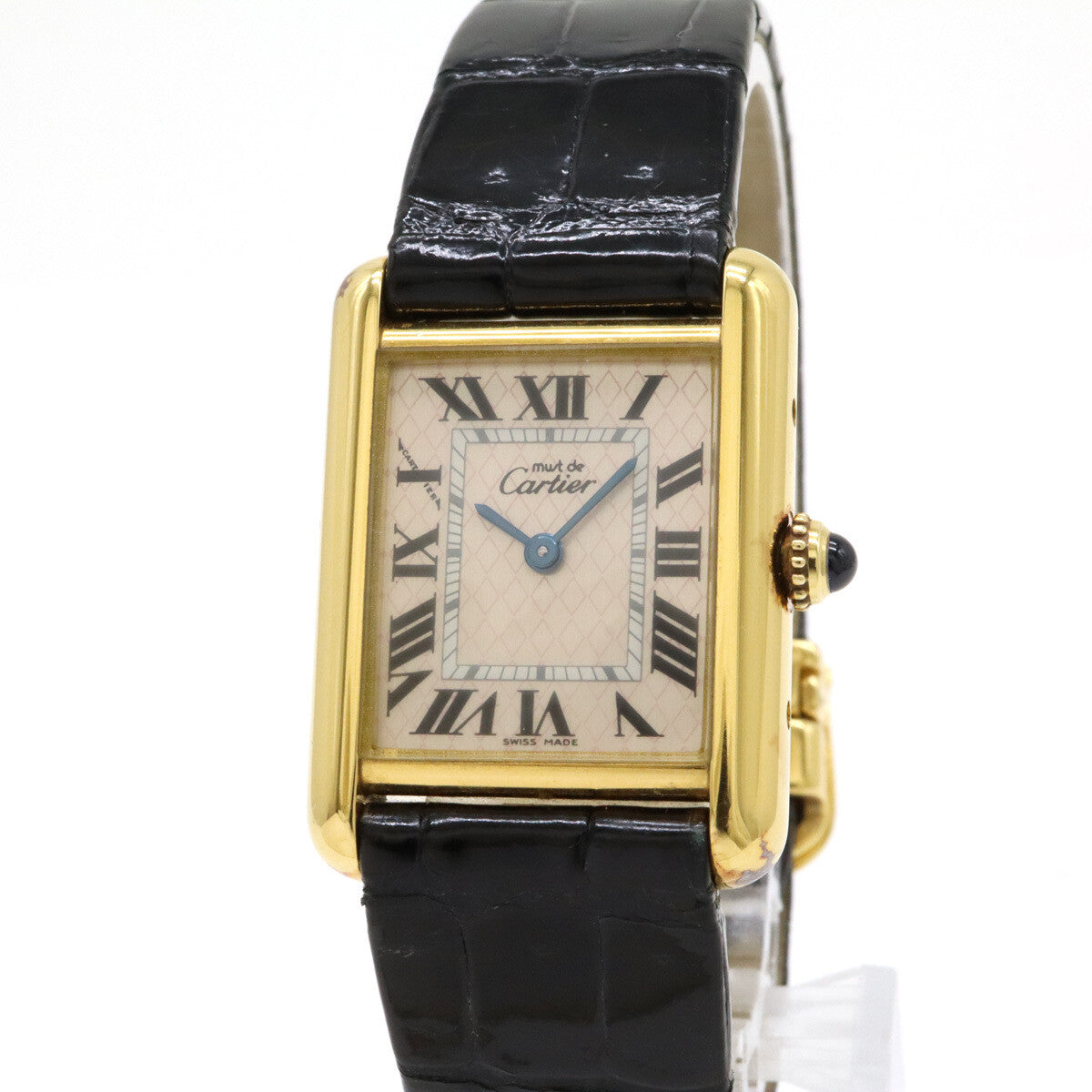 Cartier Must Tank Acquarino Pink Shell Dial Sv925 Gp Watch Women