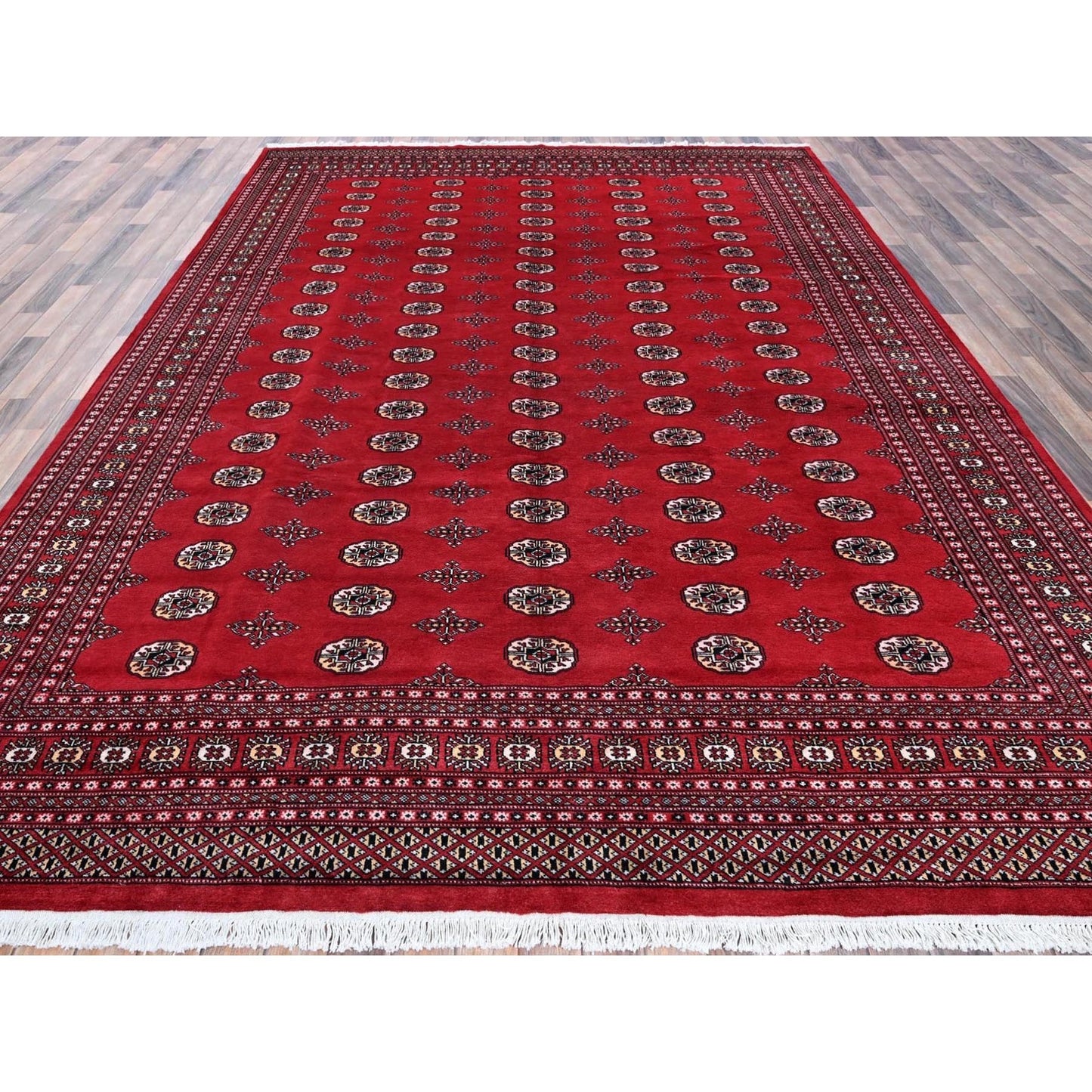 9'X12'6" Scarlet Red Princess Bokara Soft Wool Hand Knotted Rug