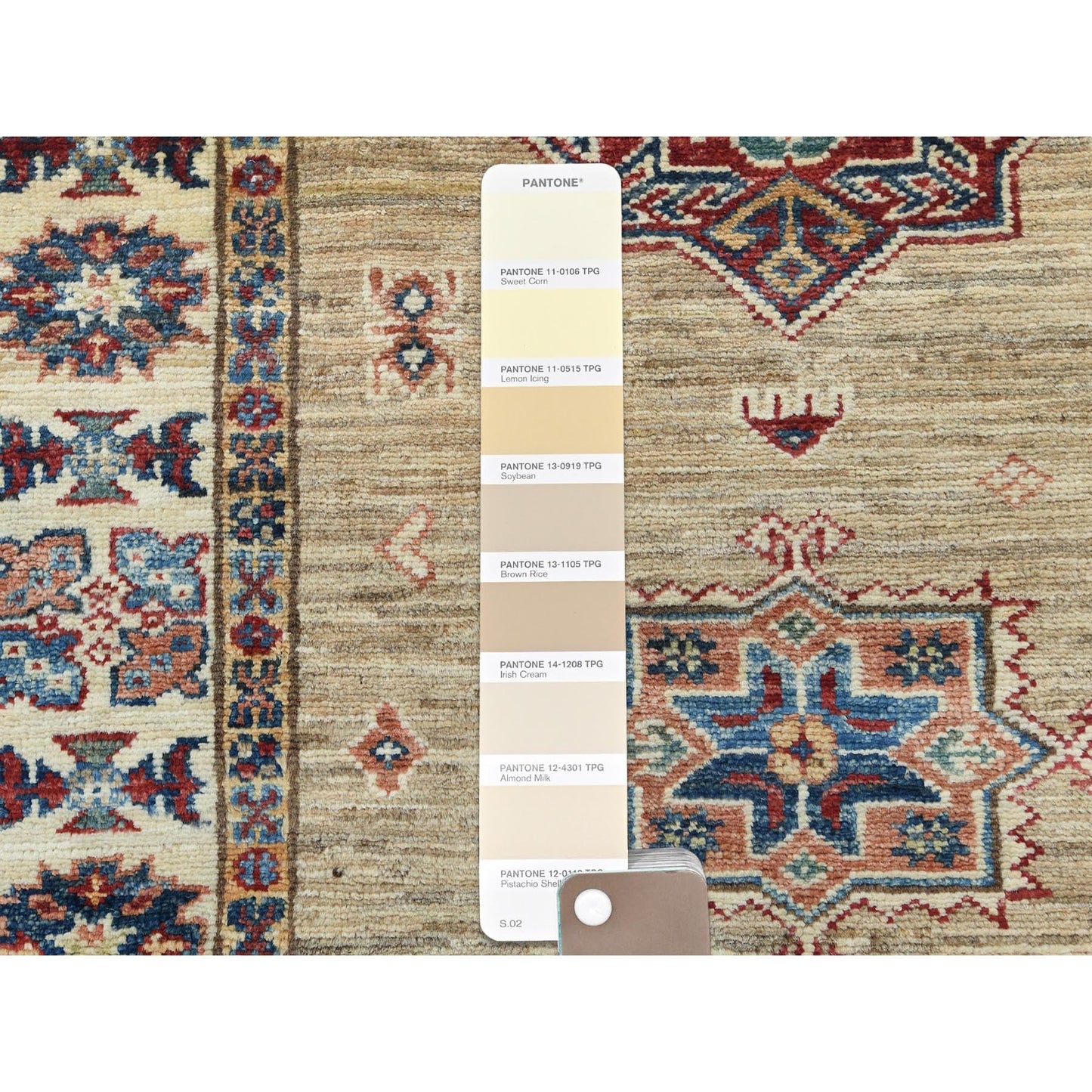 2'7"X13'6" Chamomile Afghan Super Kazak Wool Hand Knotted Rug