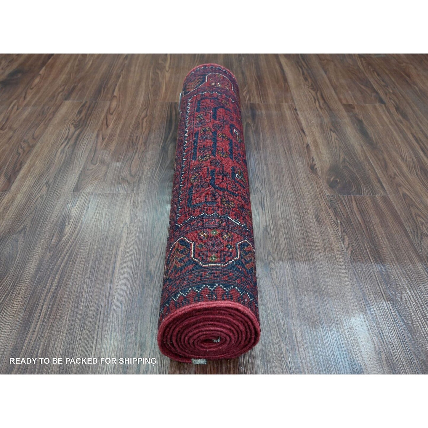 2'7"X9'5" Rich Red Afghan Khamyab Soft Wool Hand Knotted Runner Rug