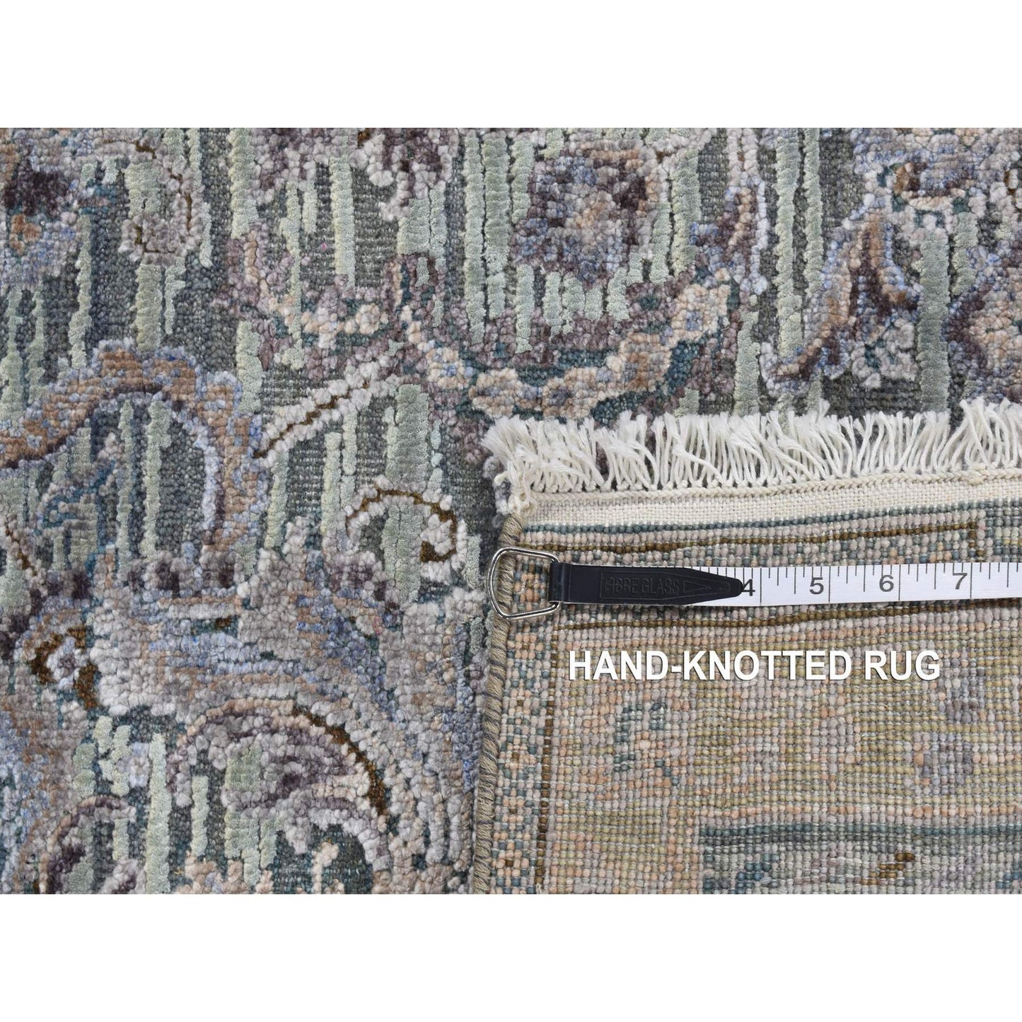 4'1"X6'2" Laurel Green Mughal Design Silk With Wool Hand Knotted Rug