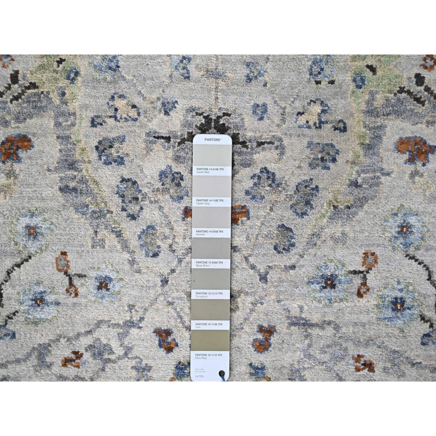2'5"X30'4" Gray 100% Wool Hand Knotted Oushak Floral Design Xl Runner Rug