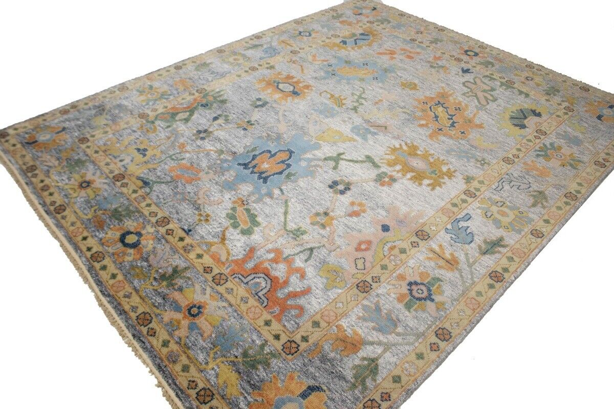 Handmade Oushak Floral Style Rug Colorfast Wool