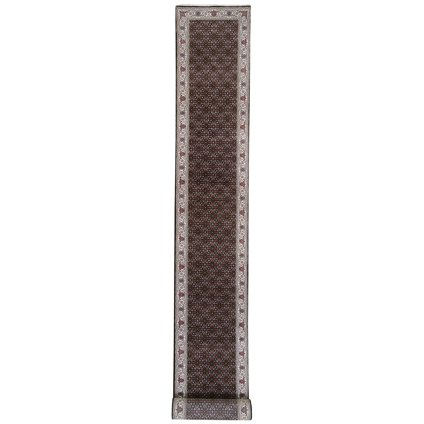 2'5"X20' Black Herati Wool And Silk 175 Kpsi Hand Knotted Xl Runner Rug