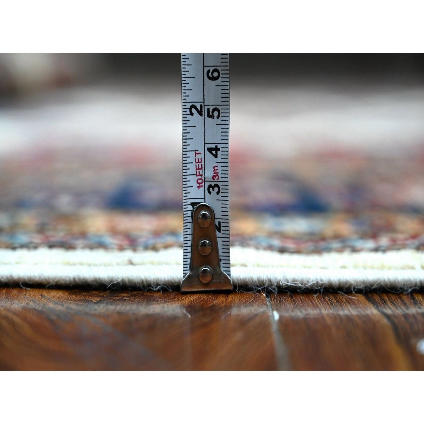 5'10"X9' Cloud White Hand Knotted Wool Super Kazak Geometric Oriental Rug